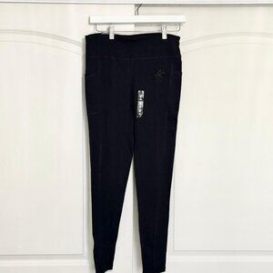 NEW Beverly Hills Polo Club Black Leggings Active Yoga Workout Pants, Size M
